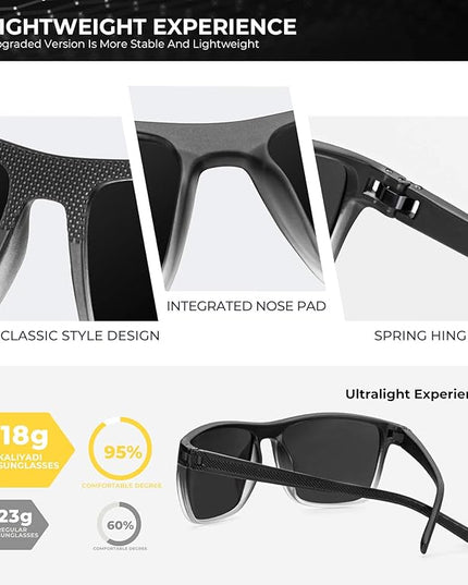 KALIYADI Polarized Sunglasses for Men, Lightweight Sun Glasses with UV Protection for Driving Fishing Golf