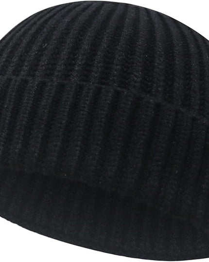 Wool Fisherman Beanies for Men Women Short Cuff Knit Beanie Winter Warm Hats Trawler Hat Stylish Watch Cap