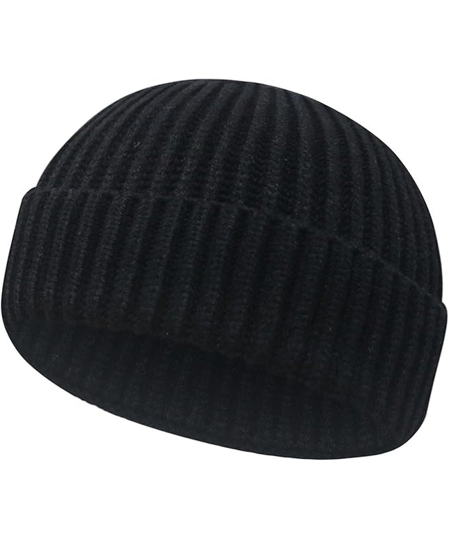 Wool Fisherman Beanies for Men Women Short Cuff Knit Beanie Winter Warm Hats Trawler Hat Stylish Watch Cap