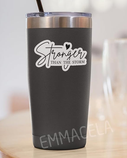 (3PCS) Stronger Than The Storm Sticker, Inspirational Stickers - Motivational Vinyl Decal for Laptop, Tumbler, Water Bottle, Scrapbook Size 3" x 1.8 "