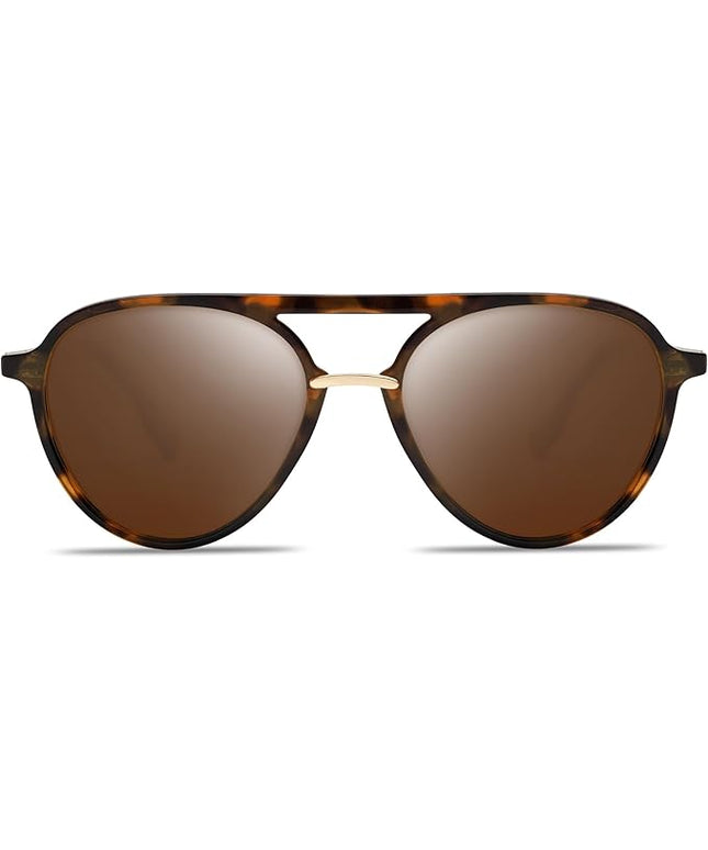 SOJOS Retro Aviator Polarized Sunglasses for Women Men Double Bridge Ladies Shades