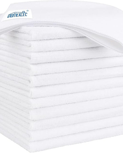 HOMEXCEL White Microfiber Cleaning Cloth 12 Pack, 12.5 x 12.5 inch Microfiber Towels for Cars, Ultra Absorbent Car Washing Cloth, Lint Free Streak Free Cleaning Rags for Car, Kitchen, and Window