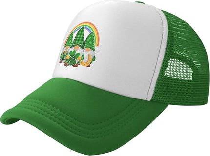 St Patricks Day Lucky Shamrock Hat, Green Clover Baseball Cap for Men Women,Fashion Adjustable Mesh Trucker Hat