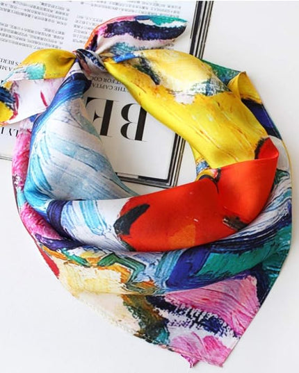 ANDANTINO 100% Mulberry Silk Scarf -21” Lightweight Square Neckerchief – Breathable Digital Printed Scarves with Gift Packed