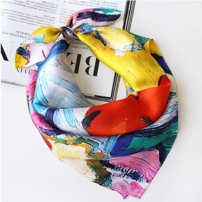 ANDANTINO 100% Mulberry Silk Scarf -21” Lightweight Square Neckerchief – Breathable Digital Printed Scarves with Gift Packed