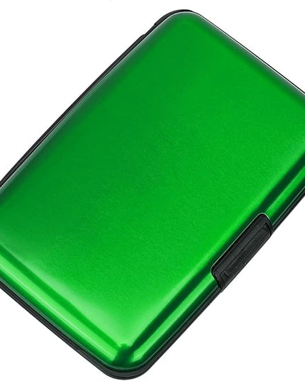 ELFISH Mini RFID Aluminum Wallet Credit Cards Holder Business Card Case Metal ID Case for Men Women (Green)