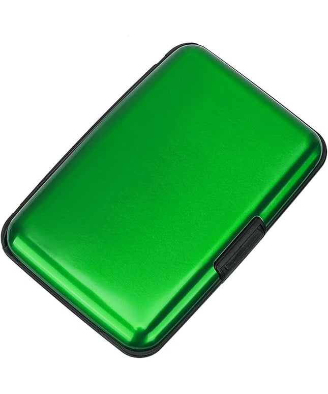 ELFISH Mini RFID Aluminum Wallet Credit Cards Holder Business Card Case Metal ID Case for Men Women (Green)