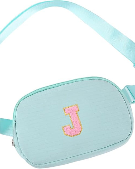 Glratn Initial Letter Fanny Pack for Girls,Patch Belt Bag,Toddler Crossbody Bags，Gifts for 3 4 5 6 7 8 9 10 11 12 Year Old Teens Kids,Christmas Graduation Gifts for Teen Girls ，(Light green-J)