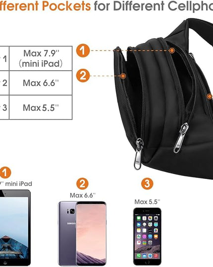Large Fanny Pack for Women Men - Syican Waist bag with 3-Zipper Pockets, Gifts for Enjoy Sports Traveling Workout Casual Hands-Free crossbody bags Fits MAX 7.9'' iPad & 6.6'' Phone