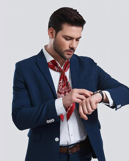 27.5 Inches Square Silk Feeling Neck Scarf for Men Necktie Silk Bandanas Pocket Square Cowboy Scarves