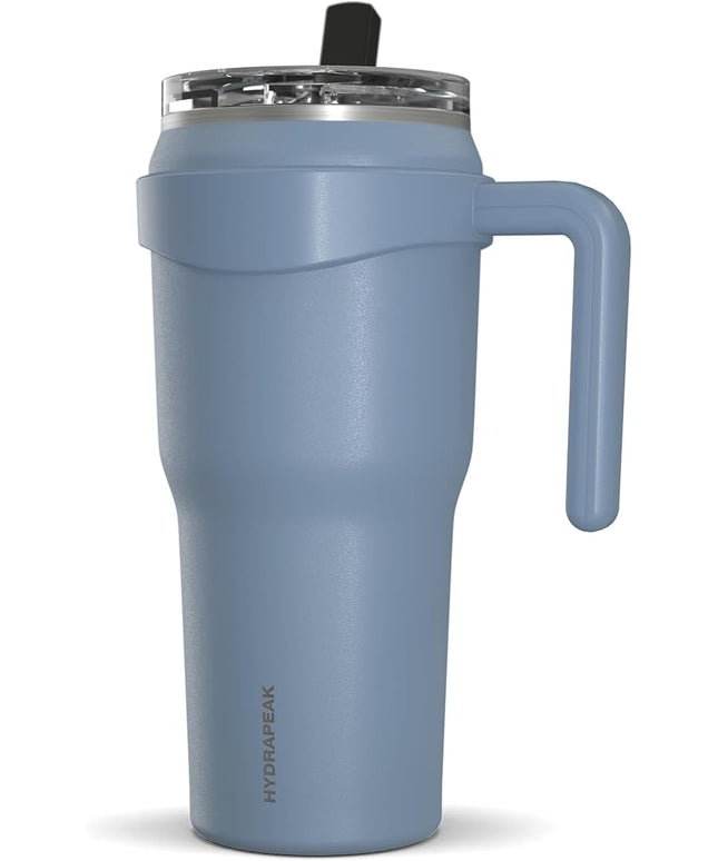Hydrapeak Roadster 40oz Stainless Steel Tumbler Double Wall Vacuum Insulated Water Bottle With Handle And 2 in 1 Straw Lid (Modern Blue)