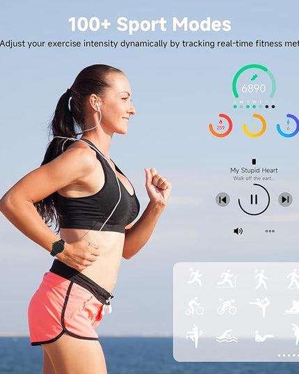 Smart Watches for Women Men 1.27" HD Fitness Tracker with Heart Rate/Sleep/Step/SpO2 Monitor, IP68 Waterproof Watch for Android iOS (White)