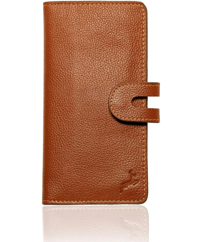 DEERHANDMADE womens wallet (Holds 15-18 Cards, 4 Flat Pockets, 1 ID Windows) Genuine Leather clutch purses for women | Slim long wallets for women | rfid blocking wallet (brown wallets)