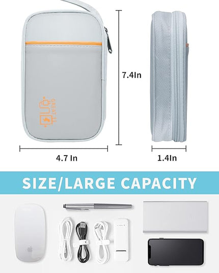 Electronics Travel Organizer,Portable Waterproof Electronic Travel Storage Bag for Small Charging Cord Storage,Charger,Small Electronics,SD Card etc,for Travel,Business -Grey