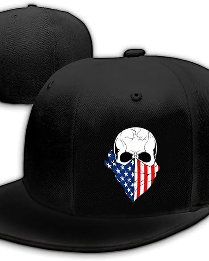 Skull Finger Flat Bill Hats for Men Black Mens Snapback Hat Baseball Cap Fitted Hat Rock N Roll Skeleton Hand Snap Backpack