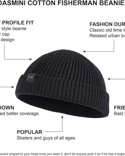 2 Pack Fisherman Beanie Hats for Men Women,Knit Trawler Skull Cap,Watch Cap,Spring Fall Winter Warm Short Hats