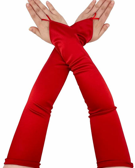 Fingerless Long Glove 1920s Satin Stretchy Elbow Length Opera Party Gloves