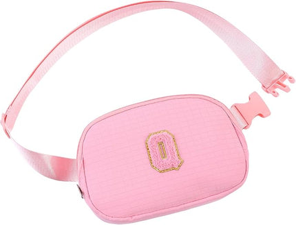 Glratn Initial Letter Fanny Pack for Girls,Patch Belt Bag,Toddler Crossbody Bags，Gifts for 3 4 5 6 7 8 9 10 11 12 Year Old Teens Kids,Christmas Graduation Gifts for Teen Girls.(Pink-Q)