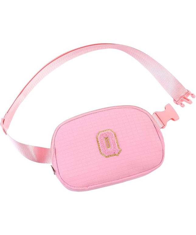 Glratn Initial Letter Fanny Pack for Girls,Patch Belt Bag,Toddler Crossbody Bags，Gifts for 3 4 5 6 7 8 9 10 11 12 Year Old Teens Kids,Christmas Graduation Gifts for Teen Girls.(Pink-Q)
