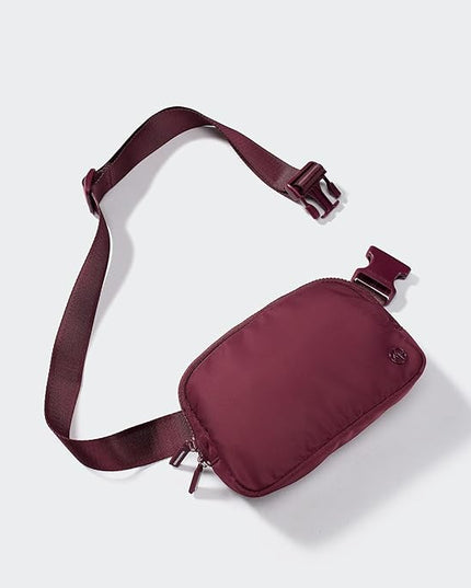 Pander Two Way Zipper Fanny Pack Nylon Everywhere Belt Bag for Women, Water Repellent Waist Packs, Crossbody Bags with Adjustable Strap (Red Merlot).