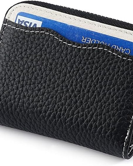 Linno RFID 20 Slots Credit Card Holder Genuine Leather Small Wallet for Women or Men with Zipper