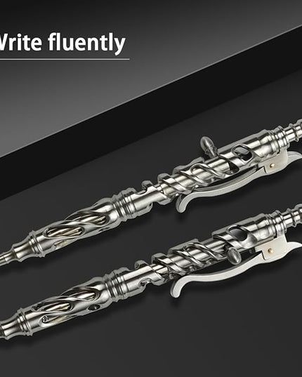 Dr. Metalleung Heavy Duty Stainless Steel Bolt Action Pen - Retractable EDC Pen with Keychain, Refillable Ink, Smooth Writing for Office & Gifts