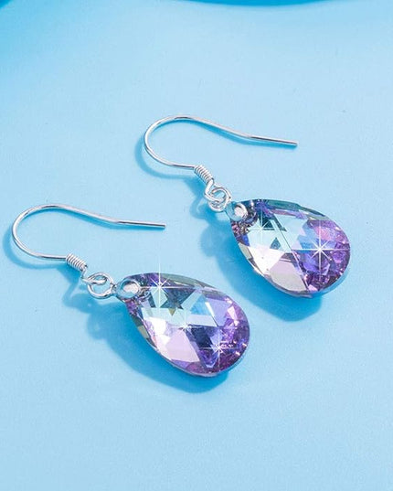 Teardrop Austrian Crystal Drop Dangle Earrings for Women 925 Sterling Silver Hook Hypoallergenic Jewelry