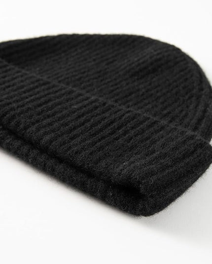 Villand 100% Cashmere Ribbed Cuffed Hat for Men, Ultra-Soft Men's Pure Cashmere Winter Ski Beanie