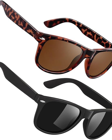 Sunier Polarized Sunglasses for Men and Women, Retro Square Matte Finish UV400 Protection Shades for Driving, Fishing