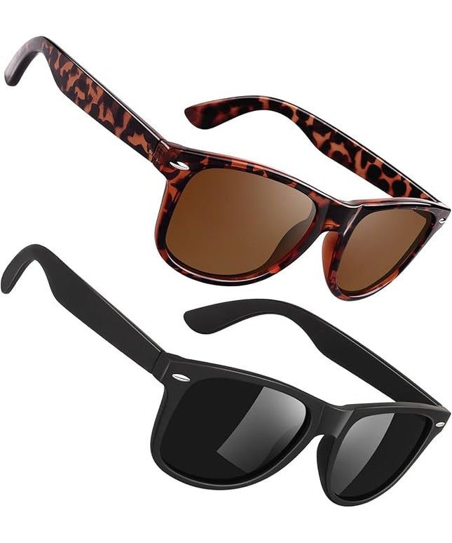 Sunier Polarized Sunglasses for Men and Women, Retro Square Matte Finish UV400 Protection Shades for Driving, Fishing