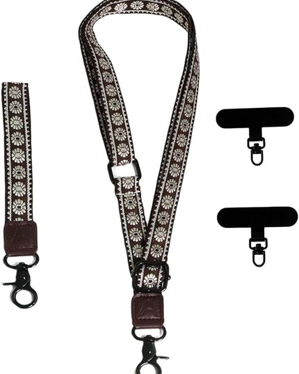 Adjustable Lanyard for Phone, Camera, Name Tags, ID card, Keychain and Wristlet Straps with 2 phone pads(Black)