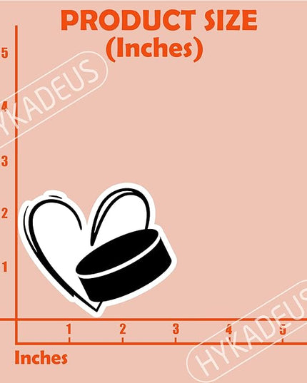 (3Pcs) Ice Hockey Heart Stickers Waterproof Vinyl Ice Hockey Puck Decals for Water Bottle, Tumbler, Laptop, Phone Case, Scrapbooking, Team Players, Coach, 3" x 2.8"