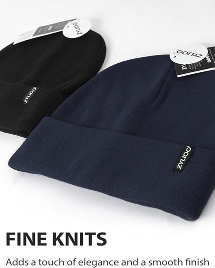 Zylioo Oversize Beanie Hats, XXL Big Size Ribbed Knit Cuffed Winter Hat for Cold Weather, Warm Skull Watch Cap