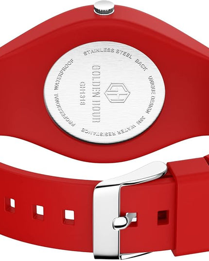GOLDEN HOUR Waterproof Sports Analog Unisex Watches for Nurse Medical Professionals, Students - Military Time Glowing Easy to Read Dial, Jelly Silicone Strap