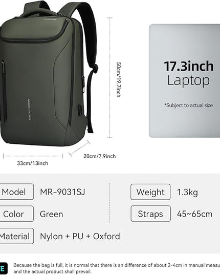 MARK RYDEN Business Backpack for Men, Waterproof High Tech Backpack with Sport Car Shape Design and USB Charging Port, Travel Laptop Backpack Fits 17.3 Inch Notebook