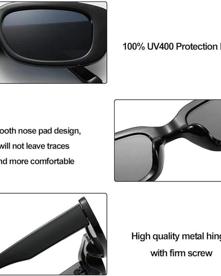 Dollger Rectangle Sunglasses for Women Men Trendy Retro Fashion Sunglasses UV 400 Protection Square Fram