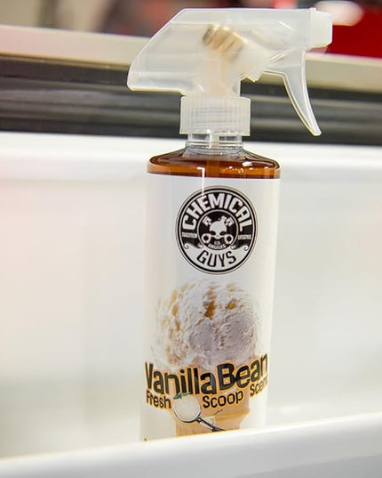 Chemical Guys AIR23116 Vanilla Bean Fresh Scoop Scent Air Freshener & Odor Eliminator, (Great for Cars, Trucks, SUVs, RVs, Home, Office, Dorm Room & More)16 fl oz