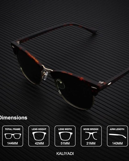 KALIYADI Polarized Sunglasses for Men and Women Semi-Rimless Frame Driving Sun glasses UV Blocking