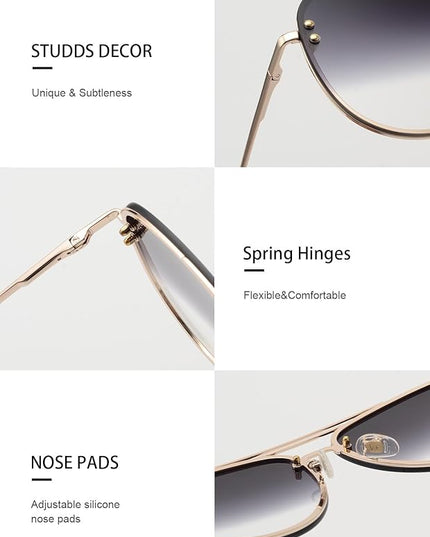 Trendy Oversized Aviator Sunglasses Womens, Retro Cute Big Shades Women's Fashion Sun Glasses UV Protection VF2203
