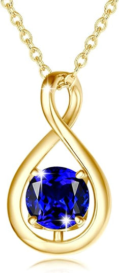 FANCIME Birthstone Necklaces for Women Fine Jewelry Sterling Silver Dainty Infinity Pendant Anniversary Birthday Christmas Gifts for Her Wife Mom Lady Daughter, Chain 16"+2" Extend
