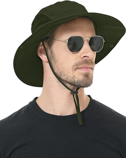 Sun Hat for Men Women UPF 50+ Fishing Hats Waterproof Wide Brim Boonie Bucket Hat for Safari Beach Hiking Garden
