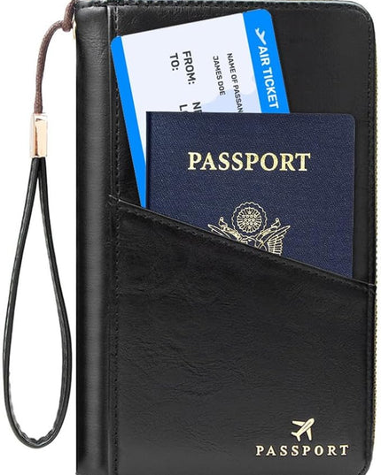 Passport Holder for Travel Women and Men RFID Passport Holder with Card Slots Holder Passport Case Passport cover Passport Wallet Travel Essentials and Accessories (Zipper, ZN-Black Zipper)