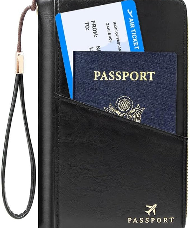 Passport Holder for Travel Women and Men RFID Passport Holder with Card Slots Holder Passport Case Passport cover Passport Wallet Travel Essentials and Accessories (Zipper, ZN-Black Zipper)