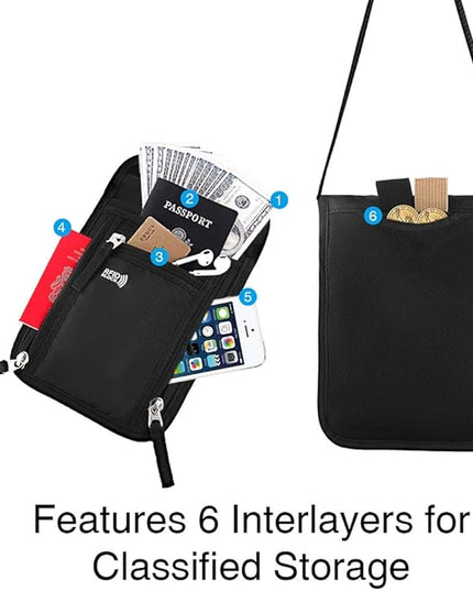 Travel Pouch Neck Wallet Family Passport Holder Organizer Case with RFID Blocking | RFID Blocking