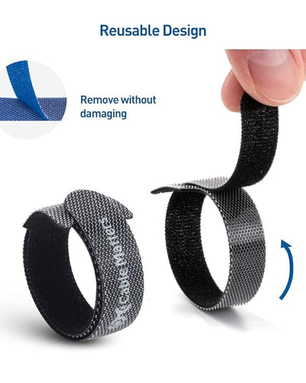 Cable Matters 100-Pack Hook-and-Loop Reusable Cable Ties, Sizes 4", 6", 8" with 42 lbs Tensile Strength - Multi-Color Cable Straps, Cord Organizers, Cord Management Ties
