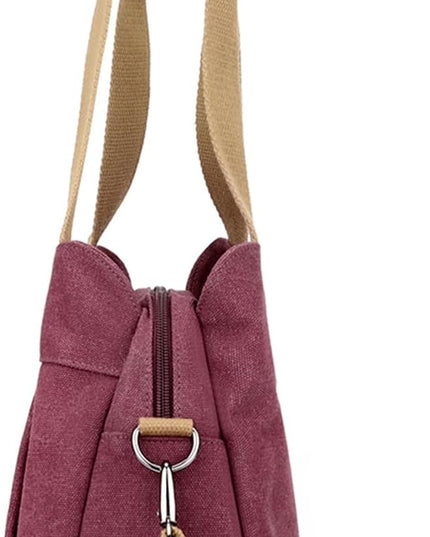 Sunshinejing Women's Canvas Purse Small Shoulder Tote Work Crossbody Bag Multi-pocket Handbag
