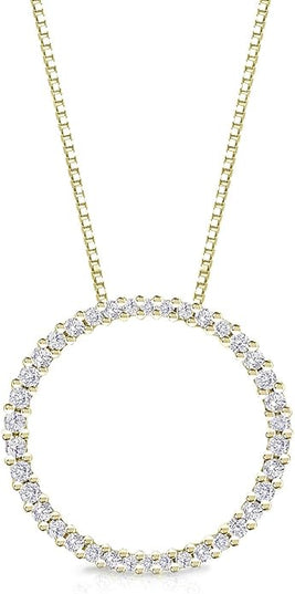 Diamond Wish 1/6 to 1 Carat Diamond Circle of Life Round Pendant Necklace for Women in 14k Gold (I1-I2, cttw) on 18 Inch Long Chain with Spring Ring Clasp