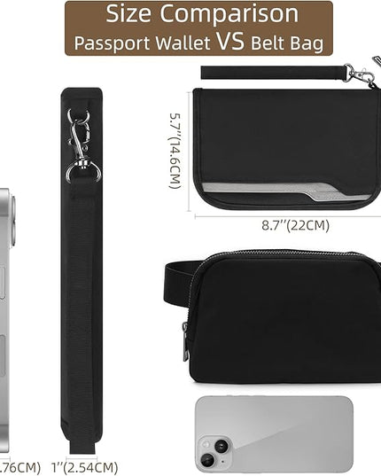 ZOPPEN Passport Holder Family RFID Passport Wallet, Passport Holder Women/Men, Travel Wallet Documents Organizer Zipper Case with Removable Wristlet Strap, Travel Essentials for Flying