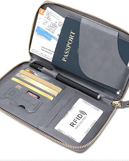 Passport Holder for Travel Women and Men RFID Passport Holder with Card Slots Holder Passport Case Passport cover Passport Wallet Travel Essentials and Accessories (Zipper, Grey Zipper)