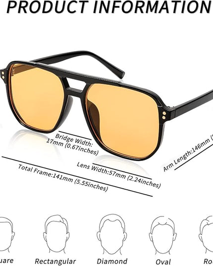 FEISEDY Retro Square Aviator Sunglasses Women Men 70s Vintage Trendy Plastic Frame Sun Glasses B2835